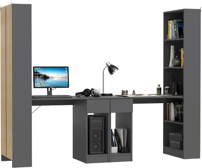 Лайт Шкаф комбинированный 10.01 + 10.01, тёмно-серый