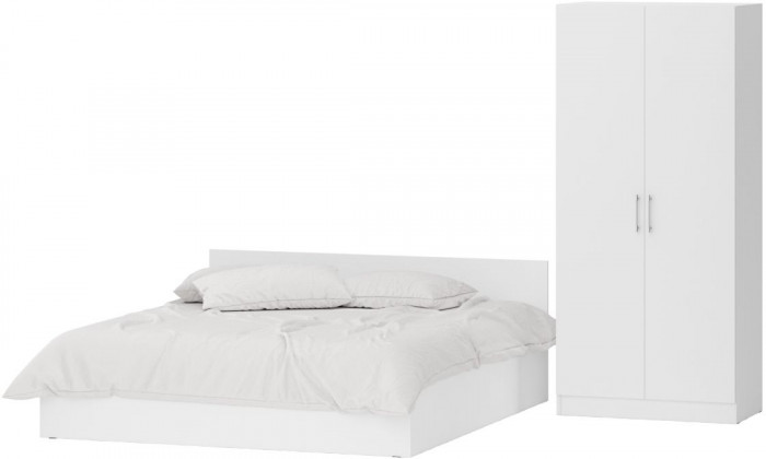 Кровать с ящиками 1800 + Шкаф 2-х створчатый Стандарт, белый