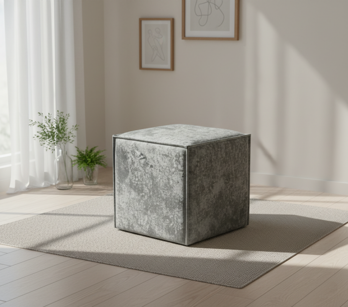 Пуф Лофт №1 40х40х46, плюш серый