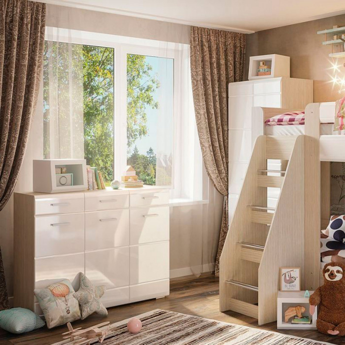 Симба комод (1200*985*442) ясень шимо темный/кофе с молоком