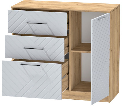 Комод №2 "Иннэс-7", Крафт золотой/Монблан Р-826