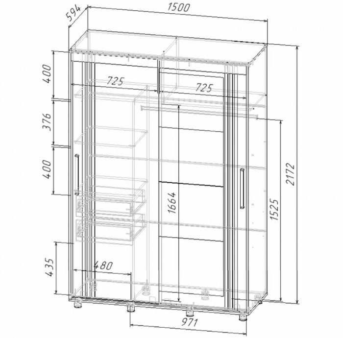 Форест Шкаф-купе 1500, крафт белый