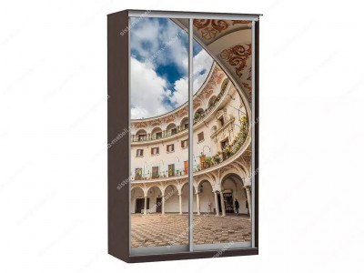 Шкаф купе Модерн 1190х450 2-х дверный 2-х секционный фотопечать №2 венге