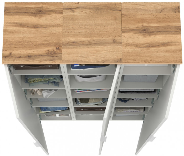 Октава 13.228 Шкаф-пенал + 13.228 Пенал + 13.228, цвет белый шагрень/дуб крафт золотой/фасады МДФ белый шагрень, ШхГхВ 96,6х35,3х197,6 см., ун. сб.