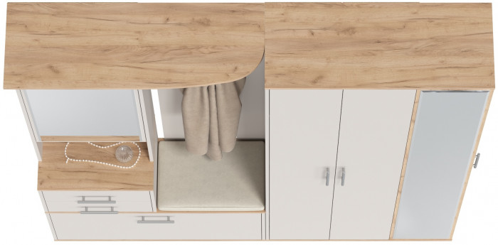 Прихожая Домино 5, цвет дуб крафт золотой/кашемир серый, ШхГхВ 188х36х202 см., универсальная сборка