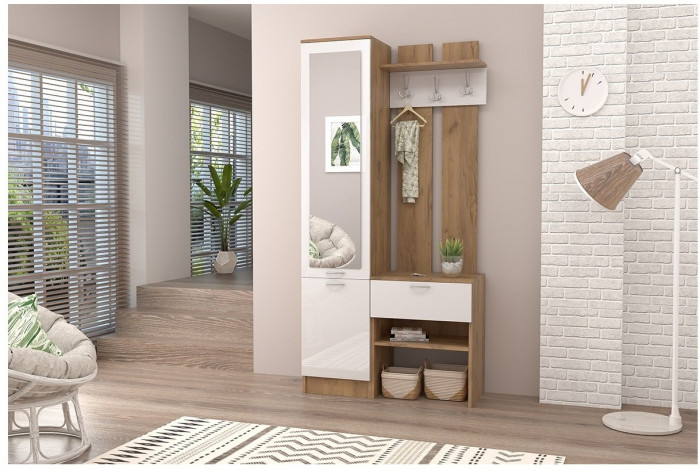 Прихожая Иннэс-3 (Камень Темный/Бетон Светлый)