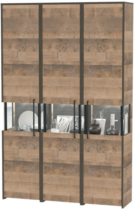 Трувор 13.205 Шкаф-пенал с витриной 3 шт., дуб гранж песочный/интра