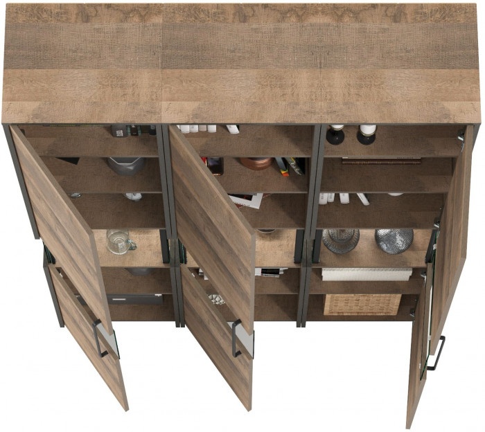 Трувор 13.205 Шкаф-пенал с витриной 3 шт., дуб гранж песочный/интра