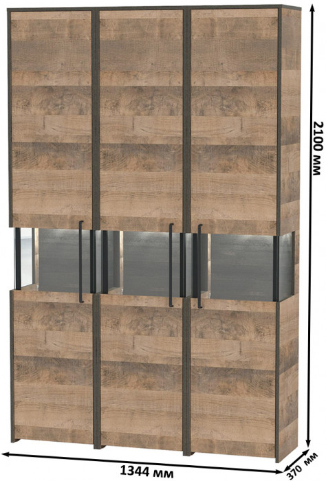 Трувор 13.205 Шкаф-пенал с витриной 3 шт., дуб гранж песочный/интра