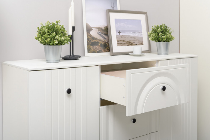 Валенсия Гостиная № 102, ЛДСП белый шагрень/МДФ белый шагрень