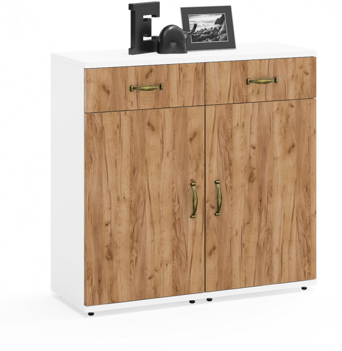 Лидер-8 Тумба МД 3.15 2 шт., цвет белый шагрень/крафт золото, ШхГхВ 80х30х75 см., универсальная сборка