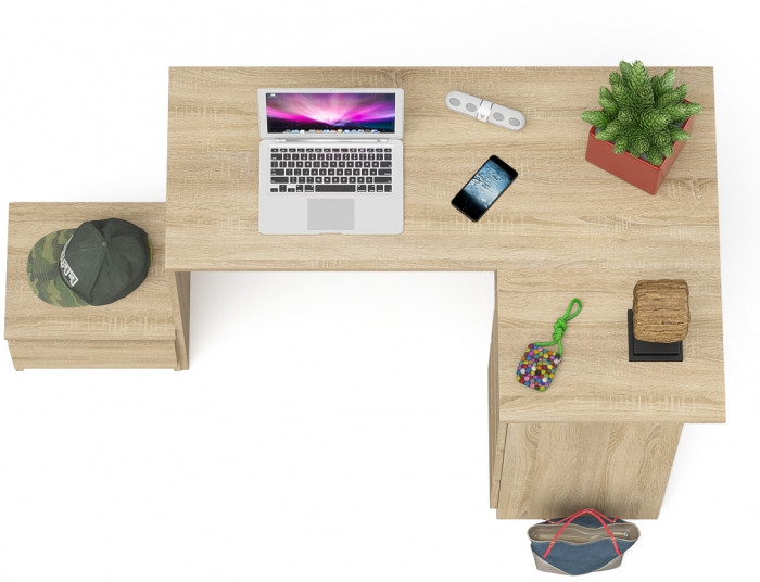 Мори Стол компьютерный МС-16 правый + Тумба ТМП400.1, цвет дуб сонома, ШхГхВ 164,8х84,9х76,6 см., выдвижные ящики справа, НЕ универсальная сборка