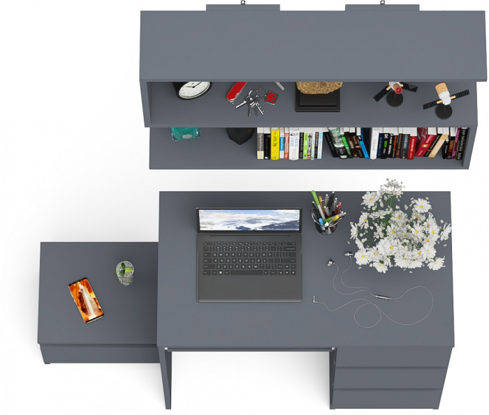Мори Стол компьютерный МС-6 правый + Тумба ТМП400.1 + Полка 900, цвет графит, ШхГхВ 130,4х50х209,6 см., НЕ универсальная сборка