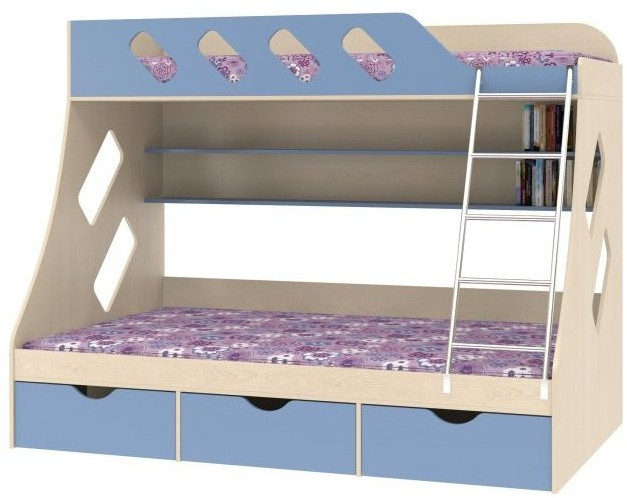 Дельта-20.01 Детская двухъярусная кровать с лестницей (Венге, Ясень шимо светлый)