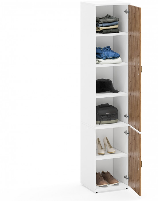 Лидер-8 Модуль Пенал МД 22Б, белый шагрень/крафт золото