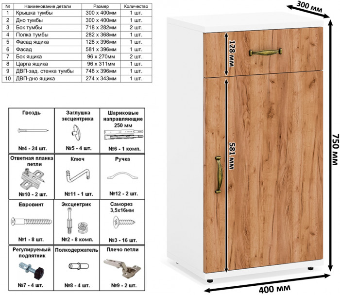 Лидер-8 Пенал + Тумба МД 3.15 + Тумба МД 3.19, цвет белый шагрень/крафт золото, ШхГхВ 120х30х190 см., универсальная сборка