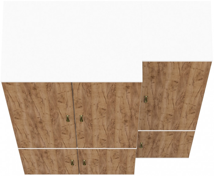 Лидер-8 Модуль Пенал МД 21Б + Шкаф МД 19Б, цвет белый шагрень/крафт золото, ШхГхВ 120х50х190 см., универсальная сборка