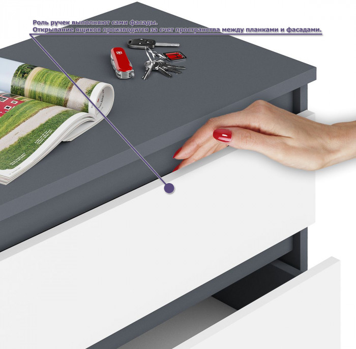 Мори Стол компьютерный МС-16 правый + Тумба МТВ1204.1, цвет графит/белый, ШхГхВ 244,8х84,9х76,6 см., выдвижные ящики справа, НЕ универсальная сборка