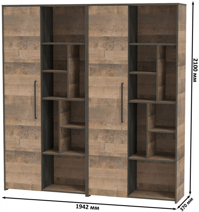 Трувор 13.206 Шкаф-стеллаж + 13.206 Шкаф-стеллаж, дуб гранж песочный/интра