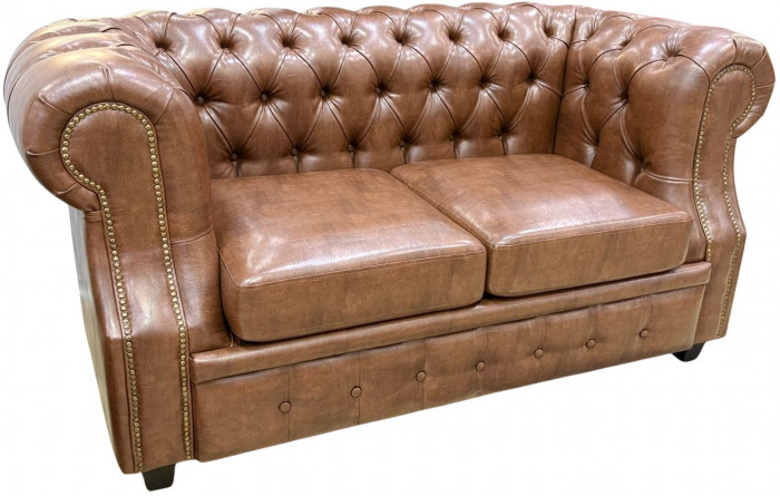 Диван Честер ЛОФТ 2-х местный, светло-коричневый