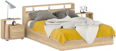 Камелия Кровать 1600 + две тумбы, дуб сонома