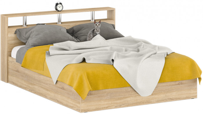 Камелия Кровать 1600 + две тумбы, дуб сонома