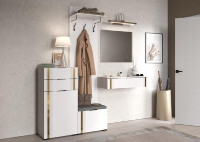 Прихожая Эмэ, набор №2, Белый/Milk Золото, Simple 27