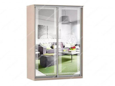Шкаф купе Модерн 1490х600 2-х дверный 2-х секционный зеркальный с пескоструем №1 ясень