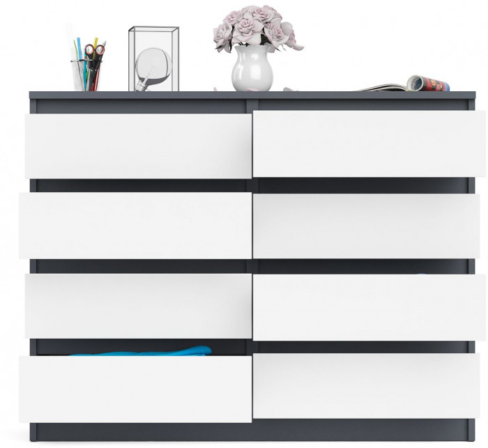 Мори Комод МК1200.8, цвет графит/белый, ШхГхВ 120,4х41х94 см.