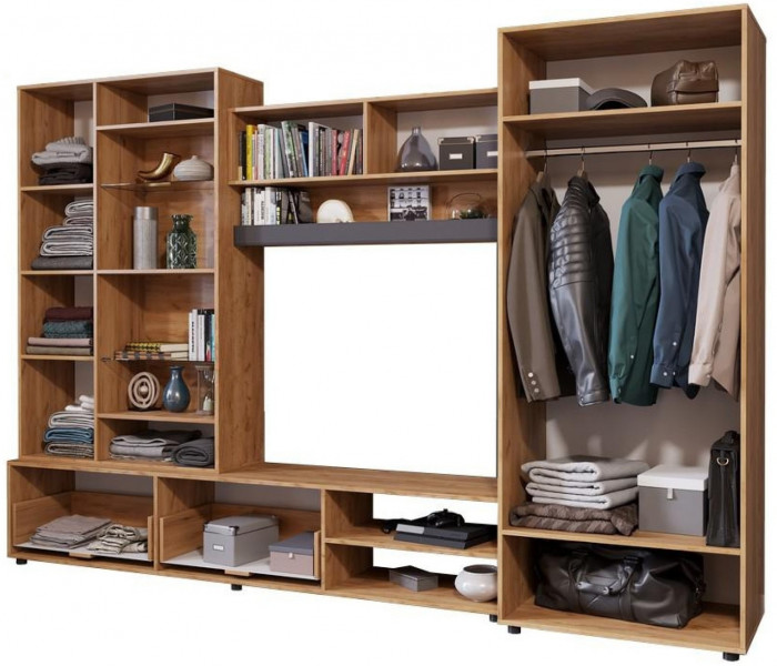 Гостиная Сафари (Дуб Крафт золотой / Графит Софт)