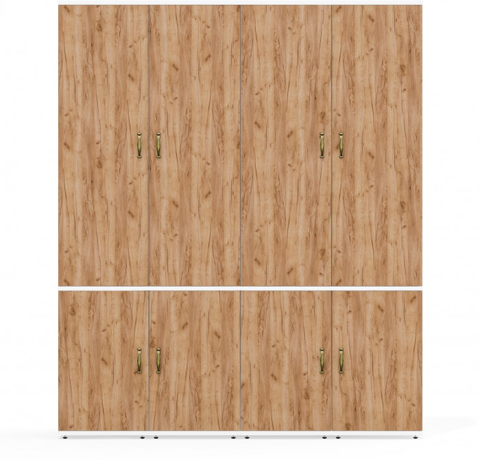 Лидер-8 Пенал МД 21Б 4 шт., цвет белый шагрень/крафт золото, ШхГхВ 160х37,5х190 см., универсальная сборка