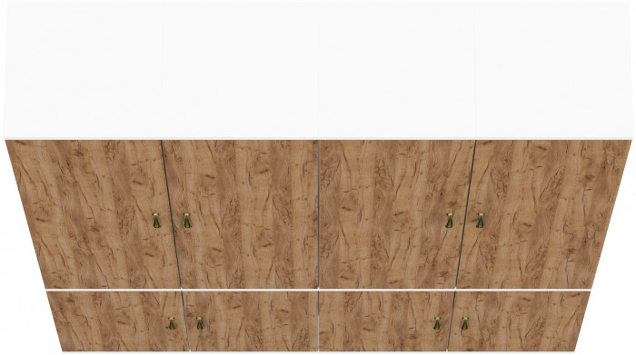 Лидер-8 Пенал МД 21Б 4 шт., цвет белый шагрень/крафт золото, ШхГхВ 160х37,5х190 см., универсальная сборка