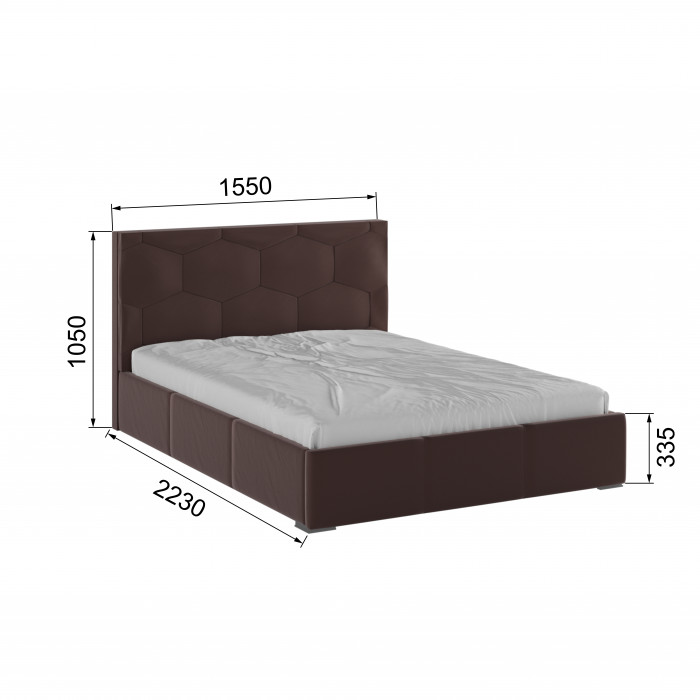 Манука Кровать интерьерная 140 коричневый, ортопед