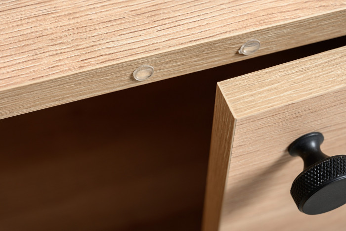 Брюс два Стола 12.157 + два Комода 16.233, цвет чёрный/Battle rock Santiago/столешница МДФ ель карпатская, 486,8х62,6(38,3)х75(85,6) см., ун. сб.