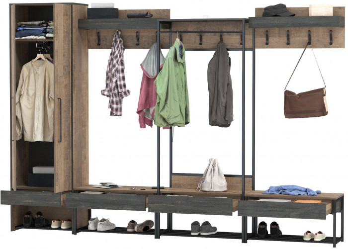 Трувор Прихожая 243, дуб гранж песочный/интра