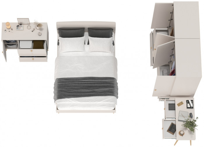 Афина Спальня 19-1400, цвет кашемир серый, сп.м. 1400х2000 мм., б/м, основание есть - фанера