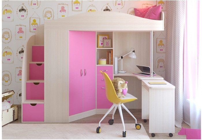 Кровать-чердак Юниор 4 (Венге/Оранжевый)