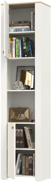 Джастин 16.306 Шкаф торцевой, цвет белый шагрень/дуб белый эксклюзив, ШхГхВ 54,8х38,9х225,7 см., универсальная сборка