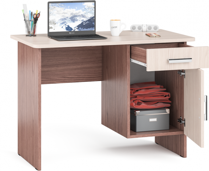 Стол письменный С-МД-1-09, цвет ясень шимо светлый/ясень шимо тёмный, ШхГхВ 105х57х75 см., НЕ универсальная сборка