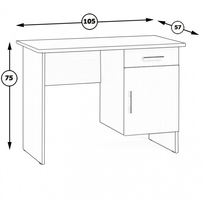 Стол письменный С-МД-1-09, цвет ясень шимо светлый/ясень шимо тёмный, ШхГхВ 105х57х75 см., НЕ универсальная сборка