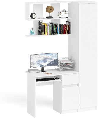 Мори Стол компьютерный МС-1 правый + Пенал МШ400.1 + Полка 900, цвет белый, ШхГхВ 130,4х50,4х209,6 см., НЕ универсальная сборка