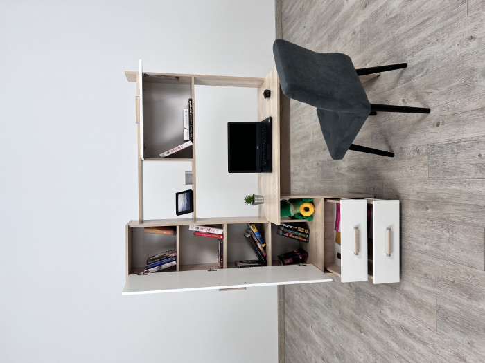 Компьютерный стол Квартет-9, Дуб крафт золотой/Графит серый