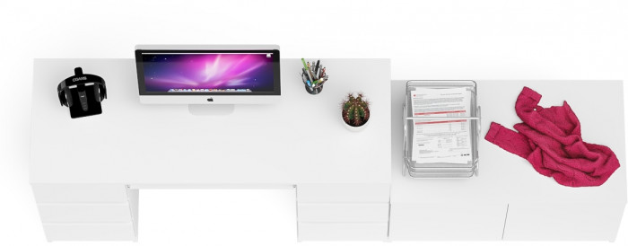 Мори Стол компьютерный МС-2 + Тумба МА900.1, цвет белый, ШхГхВ 225,8х50,4х76,6 см., универсальная сборка