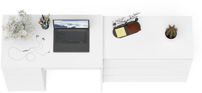 Мори Стол компьютерный МС-6 левый + Комод МК800.1, цвет белый, ШхГхВ 170,4х50х76,6 см., выдвижные ящики слева, НЕ универсальная сборка