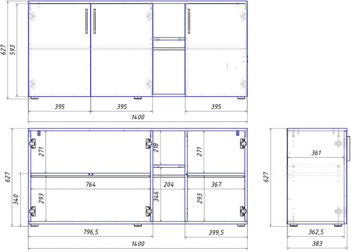 Эйр Гостиная 16.55 Тумба под ТВ, белый шагрень