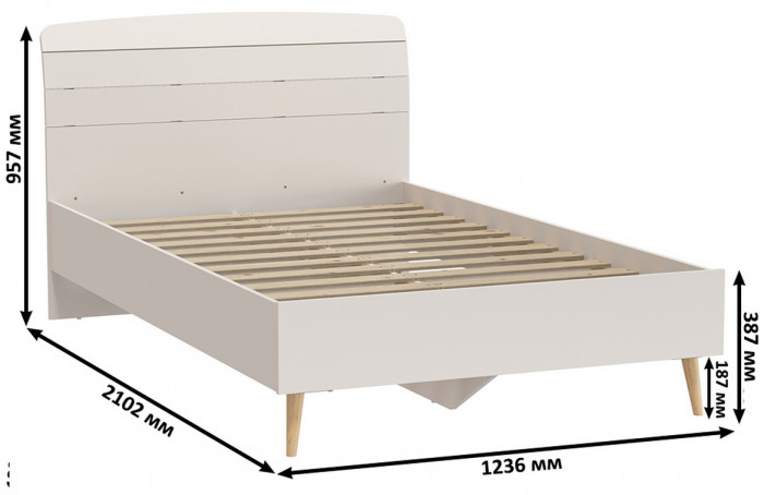 Афина Спальня 23-1200, цвет кашемир серый, сп.м. 1200х2000 мм., б/м, основание есть - фанера
