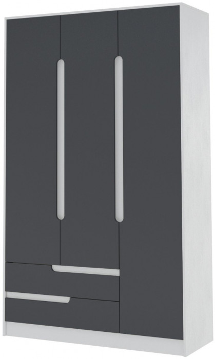 Шкаф 3-х створчатый Гавана, Белый/Графит серый