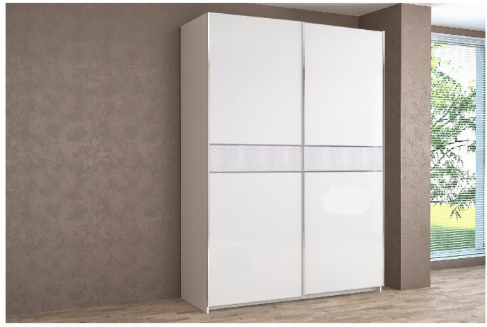 Шкаф-купе Иннэс-5 1400 Ф3/Ф3, Белый глянец/Бодега белая