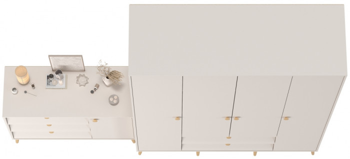 Афина Спальня Шкаф 4-х дверный + Комод с дверкой и тремя ящиками, кашемир серый