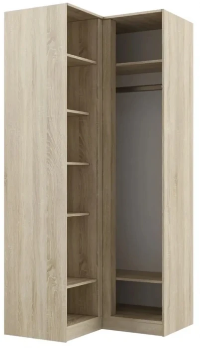 Челси Шкаф угловой прямой (Белый глянец, Дуб Сонома)